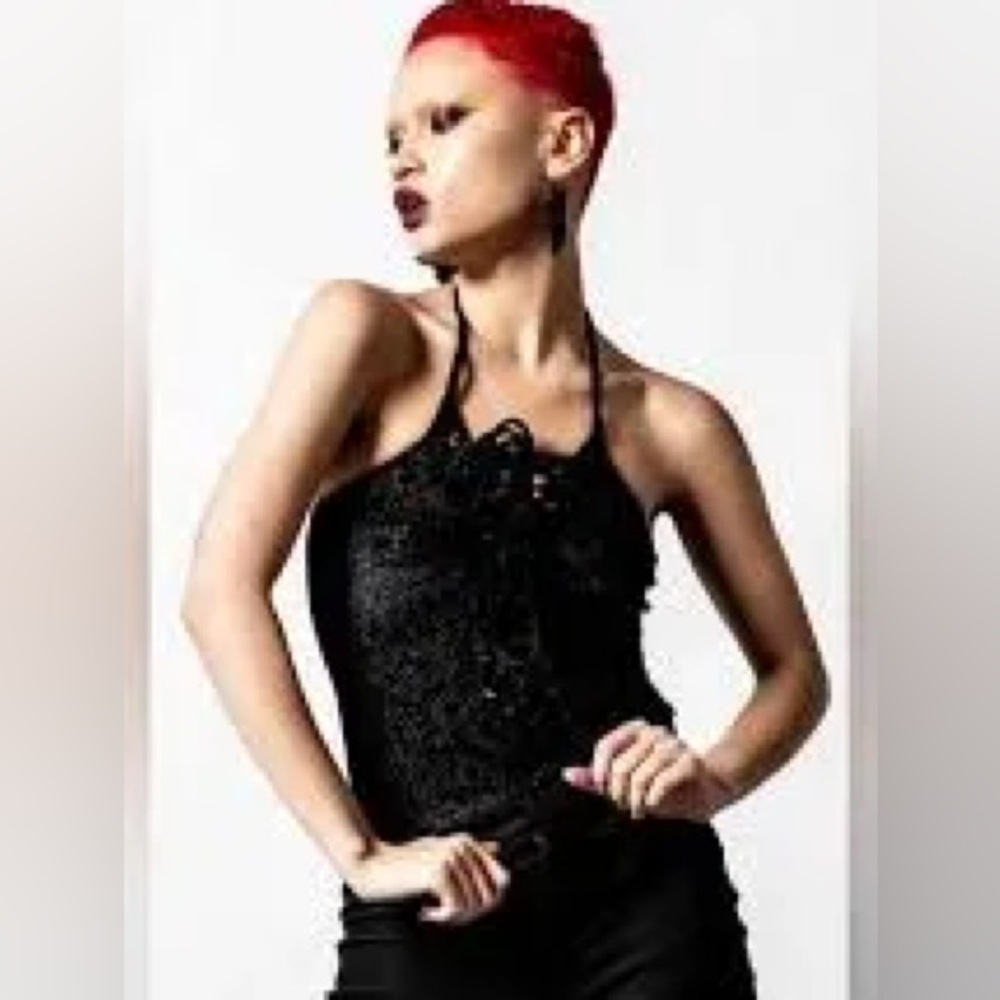 ‼️NWT‼️KILLSTAR Midnyte Velvet Black Halter Top Bodysuit Size Medium